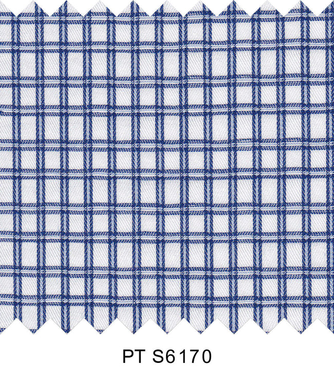 S6170/N3-34485 Navy and Light Blue On White Fine Giza Cotton Shirting Fabric