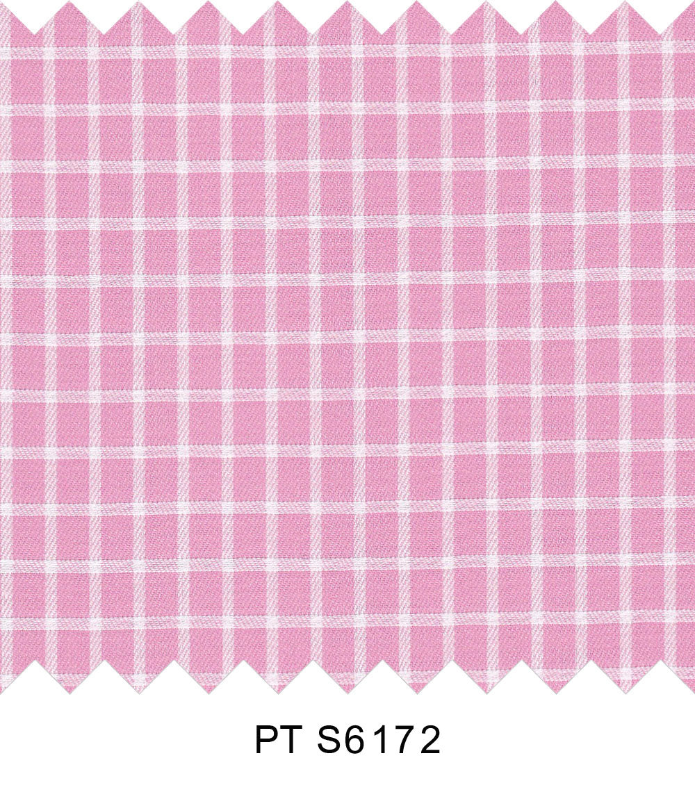 S6172/N3-34606 Pink with White Check Fine Giza Cotton Shirting Fabric