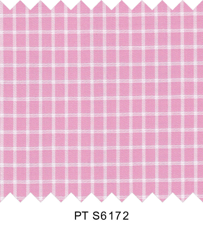 S6172/N3-34606 Pink with White Check Fine Giza Cotton Shirting Fabric