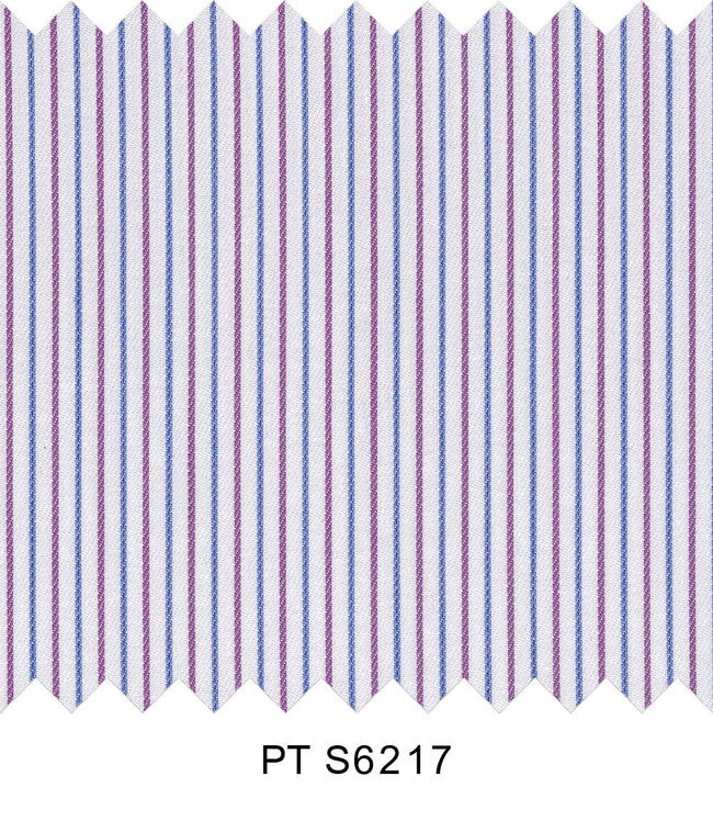 S6217/N3-34505 Blue and Purple On White Fine Giza Cotton Shirting Fabric