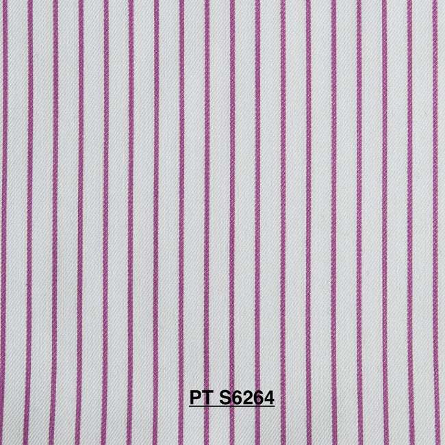 S6264/N3-34572 White with Pink Stripe Fine Giza Cotton Shirting Fabric