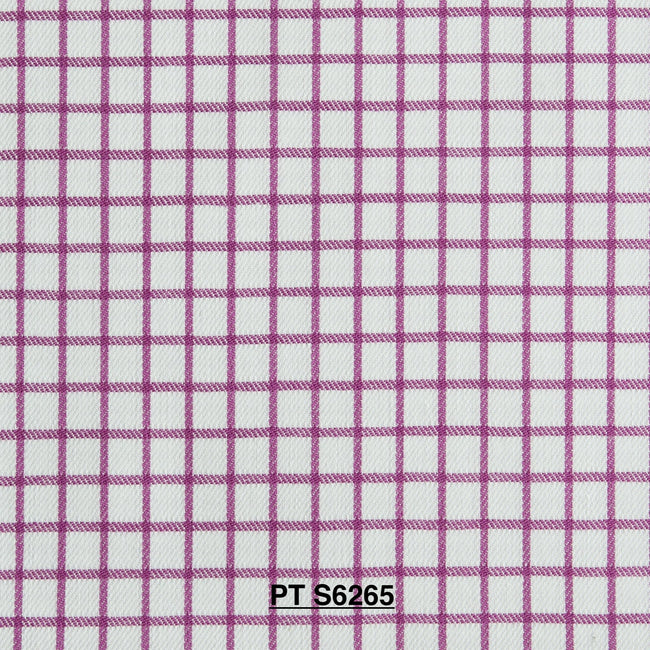 S6265/N3-34573 White with Pink Check Fine Giza Cotton Shirting Fabric