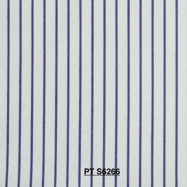 S6266/N3-34574 White with Dark Purple Stripe Fine Giza Cotton Shirting Fabric