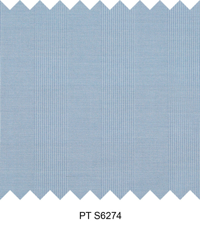 S6274/N3-34432 Light Blue Windowpane Fine Giza Cotton Shirting Fabric