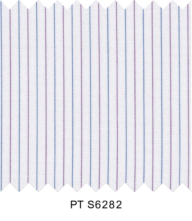 S6282/N3-34440 White with Purple and Blue Stripe Fine Giza Cotton Shirting Fabric