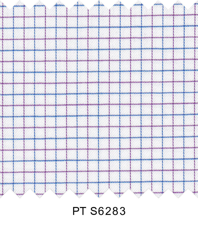 S6283/N3-34441 White with Purple and Blue Check Fine Giza Cotton Shirting Fabric