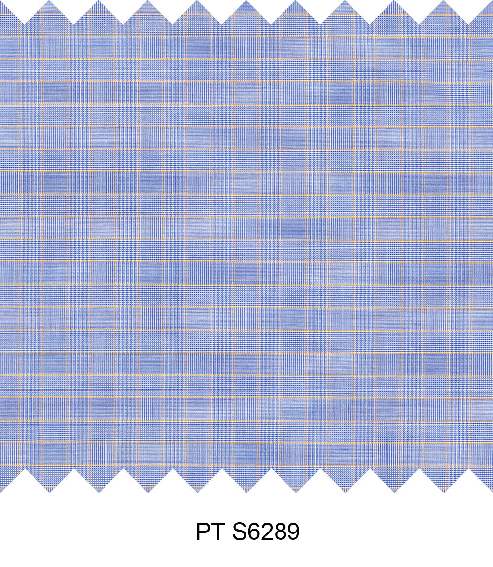 S6289/N3-34447 Blue with Yellow Check Fine Giza Cotton Shirting Fabric