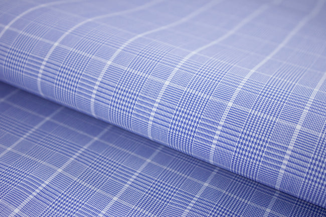 T-538/5727 Fine Cotton Two Tone Purple Blue Check Shirting Fabric