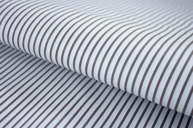 T-542/5731 Fine Cotton Brown Stripe On White Shirting Fabric