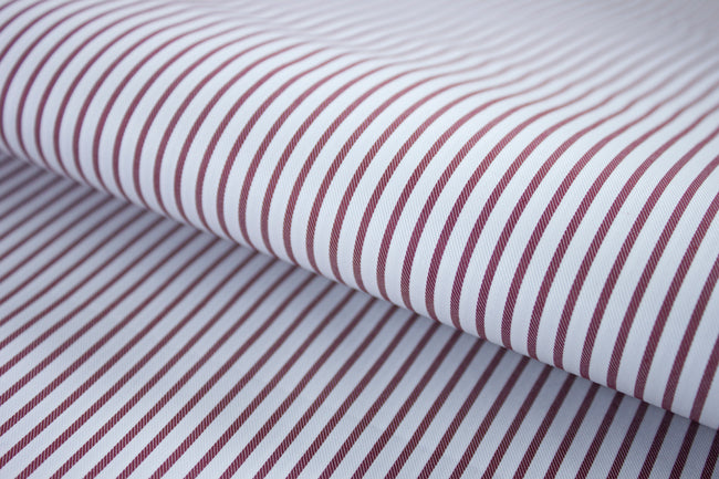 T-544/5733 Fine Cotton Red Stripe On White Shirting Fabric