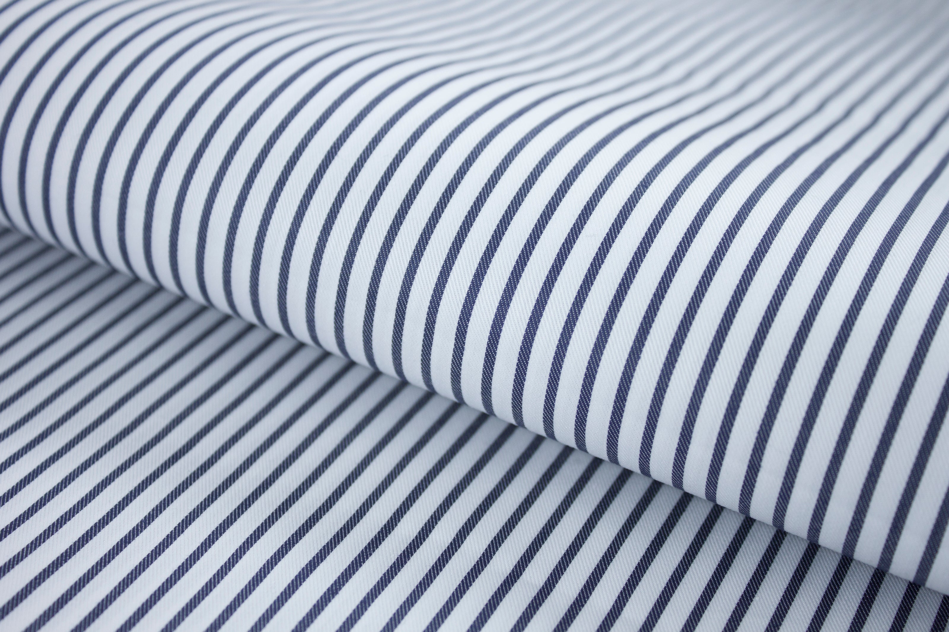 T-545/5734 Fine Cotton Dark Blue Stripe On White Shirting Fabric