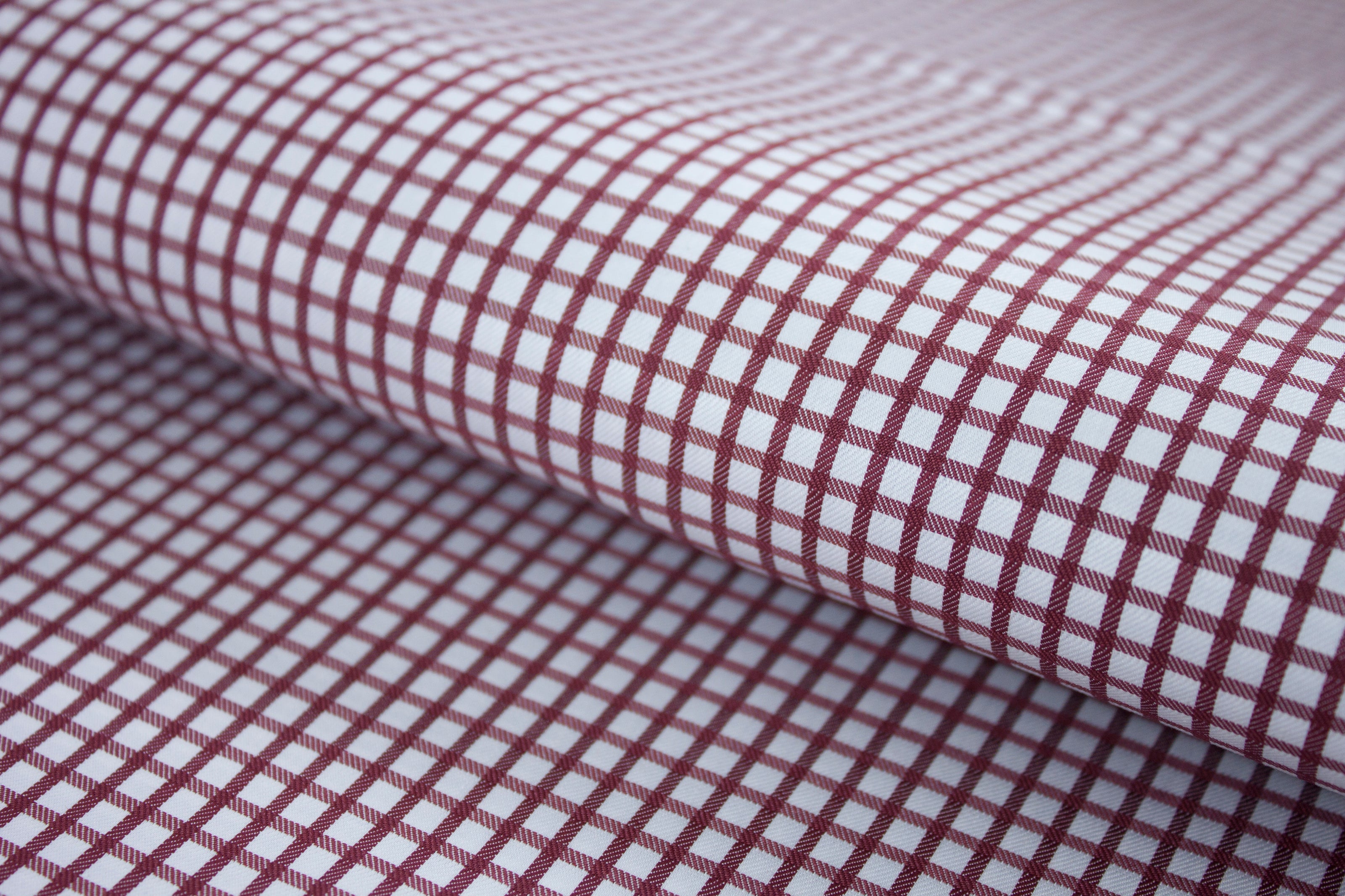 T-550/5739 Fine Cotton Red Check On White Shirting Fabric