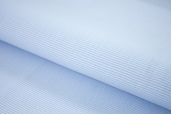 T-667/5796 Fine Cotton Light Blue Dotted Check Shirting Fabric