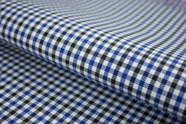 T-755/5807 Fine Cotton Blue And Black Check Shirting Fabric