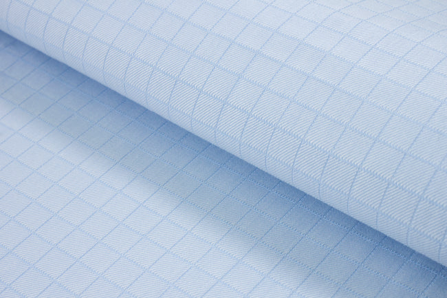 T-797/5832 Fine Cotton Blue Double Tone Check Shirting Fabric