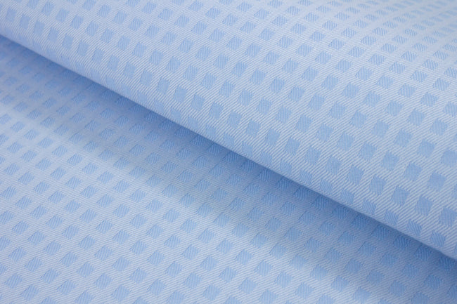 T-800/5982 Fine Cotton Light Blue Self Tone Check Shirting Fabric