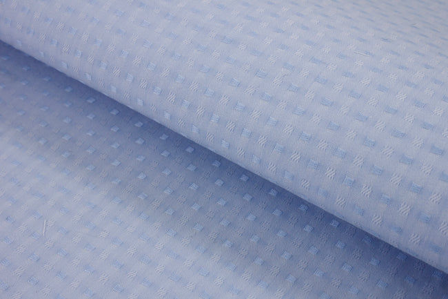 T-802/5984 Fine Cotton Light Blue Geomatric Checks Shirting Fabric