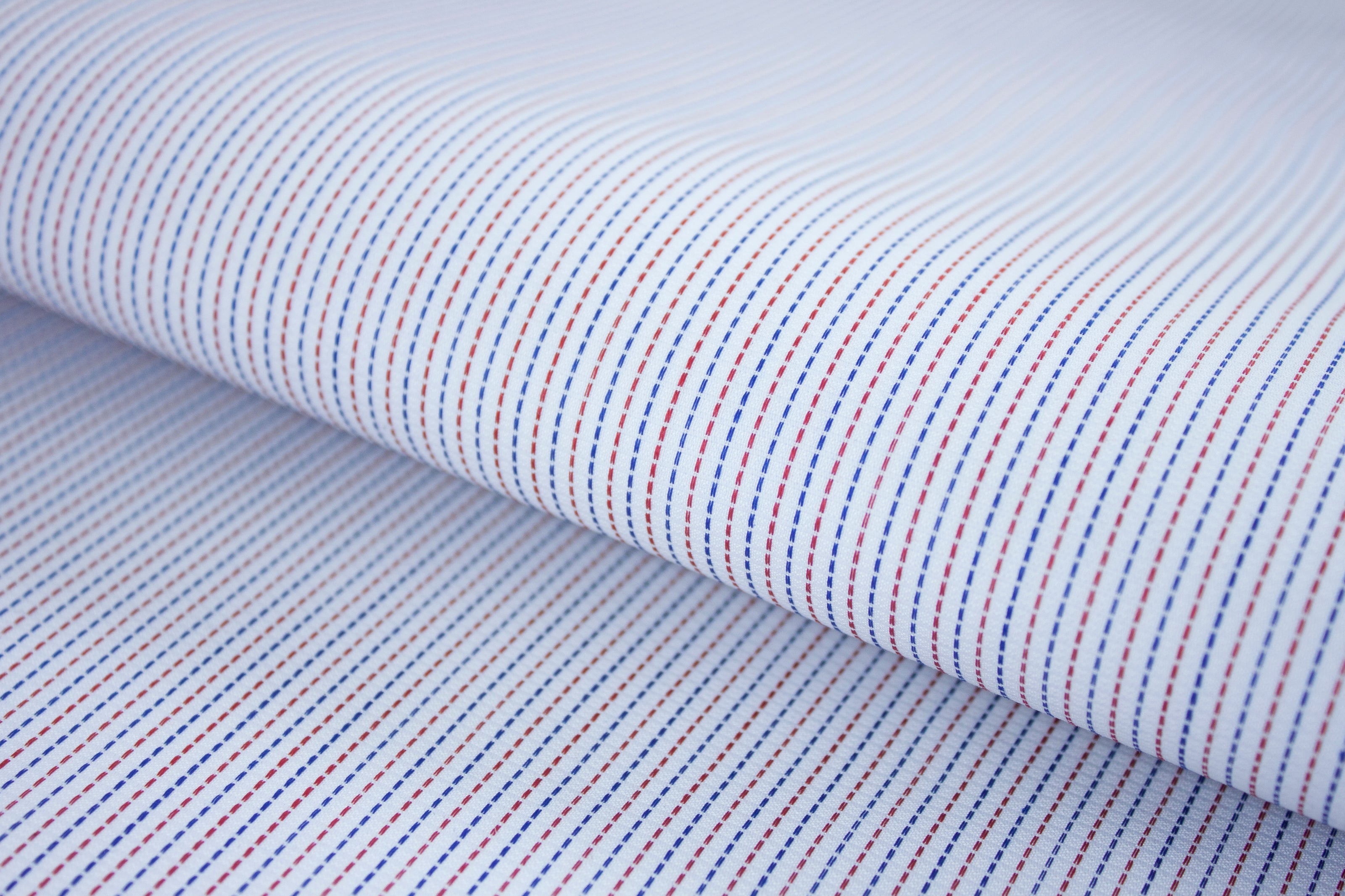 T-813/5988 Fine Cotton Blue and Red Needle Dot Shirting Fabric