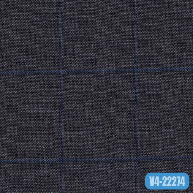 TM-129/V4-22274 Grey With Blue Check Suit Fabric