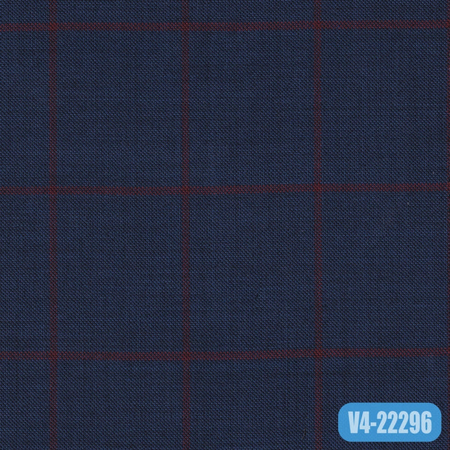 TM-201/V4-22296 Blue With Red Check Pants Fabric